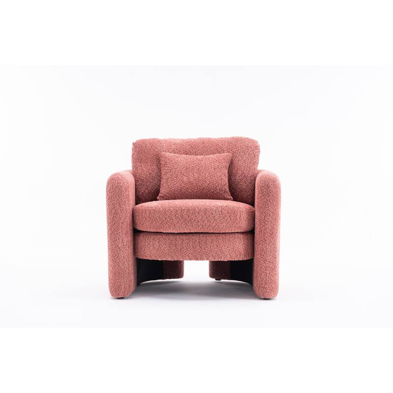 Chenille Round Corner Accent Chairs with Ergonomic Support and Tool-Free Assembly