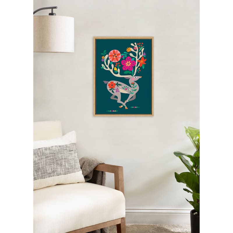 Kate and Laurel Sylvie Reindeer 2 Framed Canvas by Rachel Lee