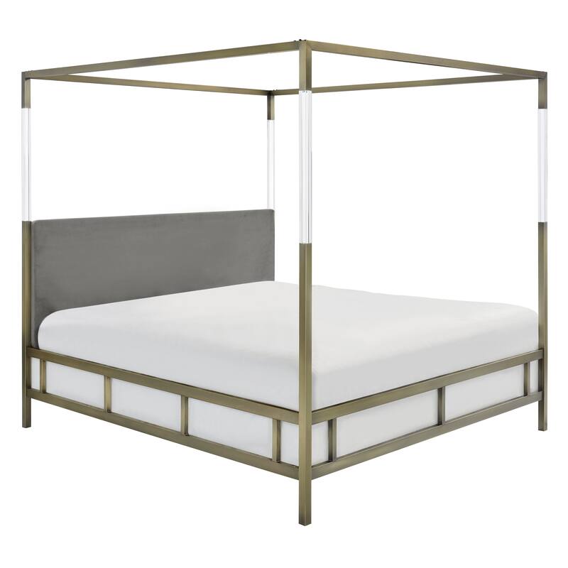 SAFAVIEH Couture Dorothy Velvet/ Acrylic Queen-size Canopy Bed