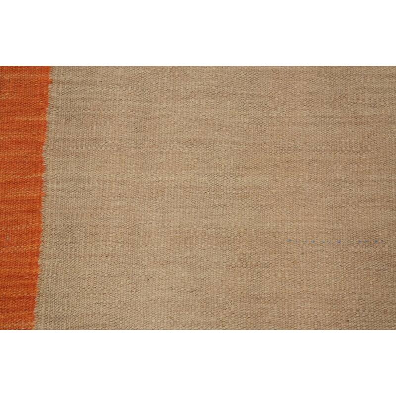 Hand Woven Oriental 100% Wool Carpet Southwestern Tribal Brown Kilim Runner Rug - 8' 2'' X 2' 0''