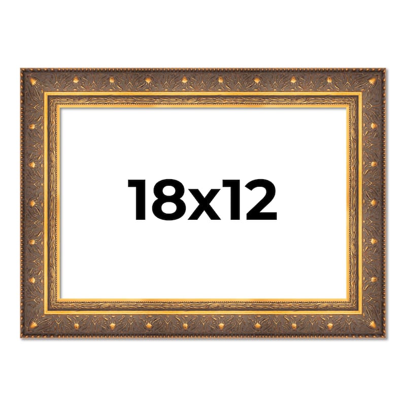18x12 Frame Vintage Gold Solid Wood Picture Frame | 2.5 Inch Moulding
