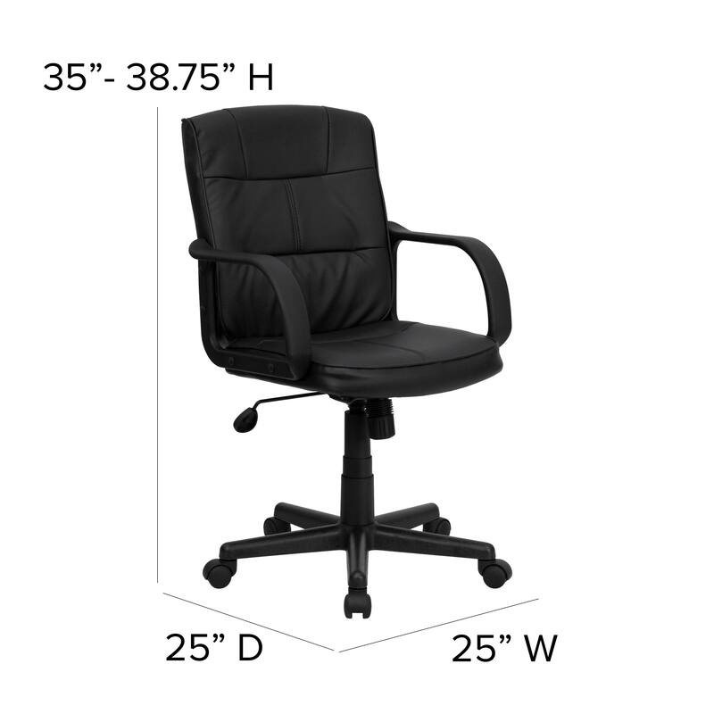 Mid-Back LeatherSoft Swivel Task Office Chair with Arms - Home Office