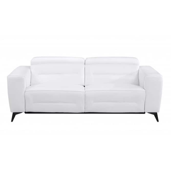 HomeRoots 83" White Italian Leather USB Sofa With Silver Legs - 266.76