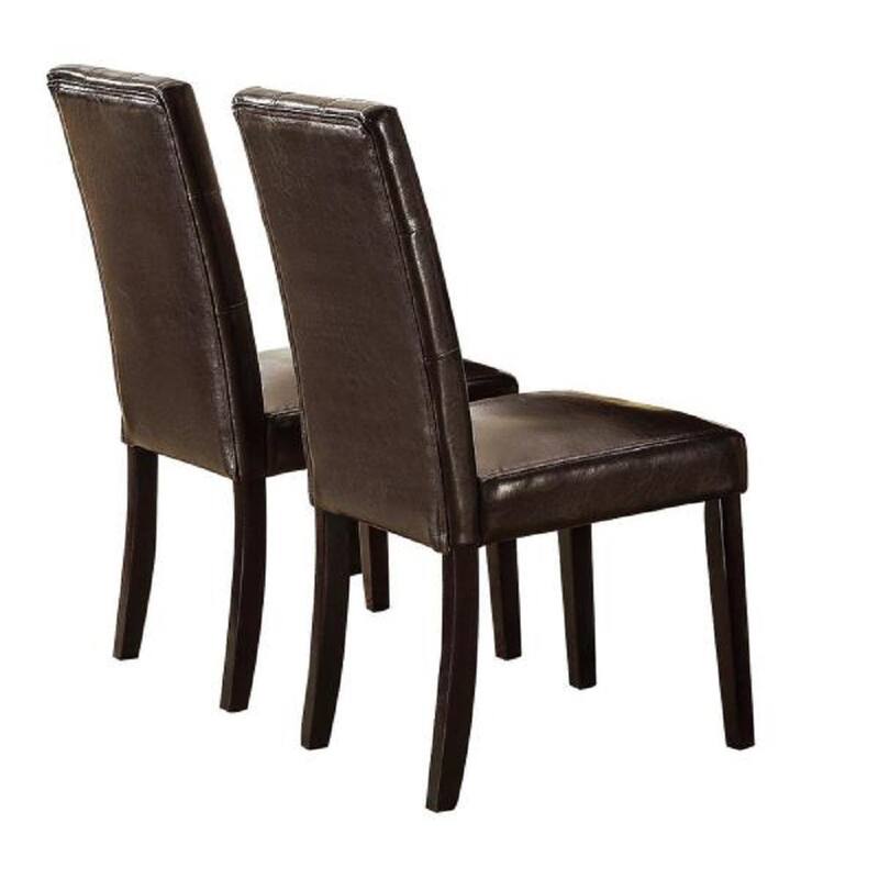 Modern Set of 2 Dining Chairs with Leather Tufted Backrest, Foam-Padded Seat, Solid Wood Legs for Dining Room Living Room