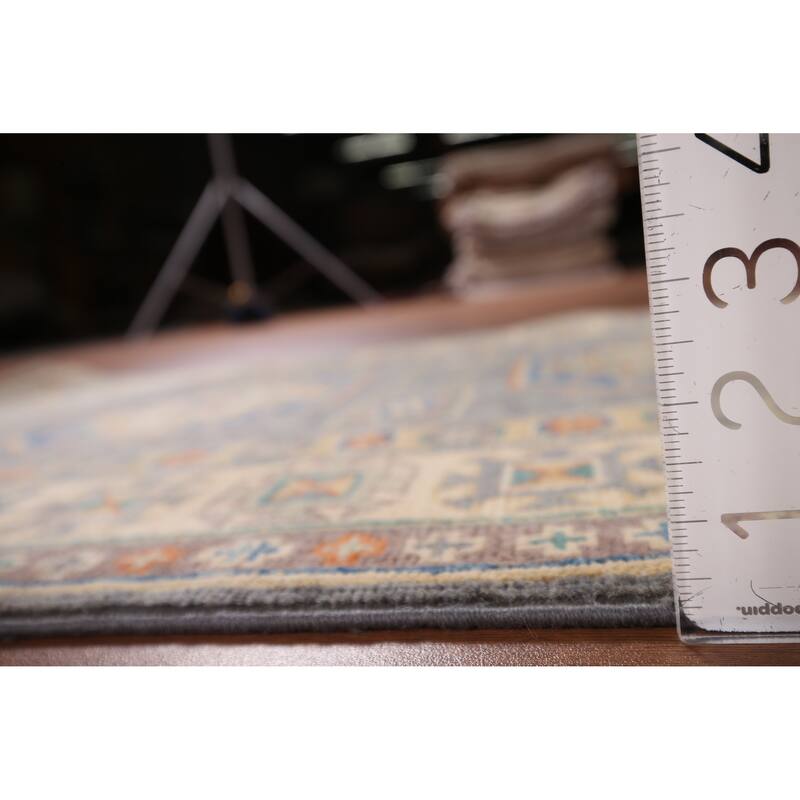Grey Traditional Kazak Accent Rug Hand-Knotted Wool Carpet - 2'9" x 4'2"