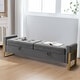 preview thumbnail 9 of 15, 66" Storage Bench King Size End of Bed with Double Lids and Gold Legs