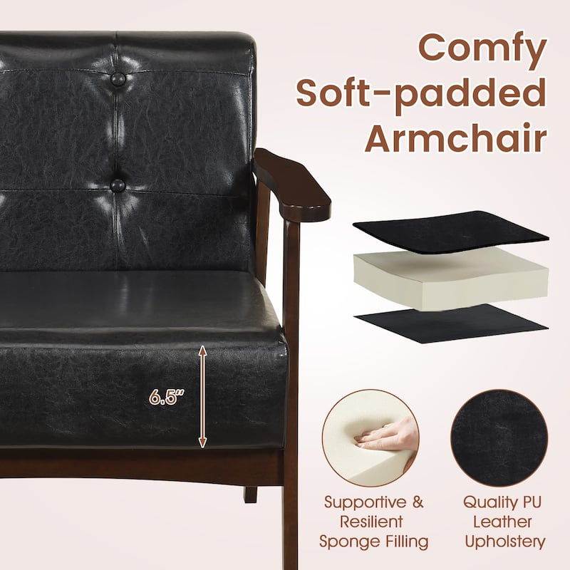 Costway 2PCS Accent Chair Button Tufted Mid-century Modern Lounge - See Details