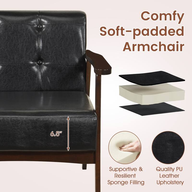 Costway Accent Chair Button Tufted Mid-century Modern Lounge Chair - See Details