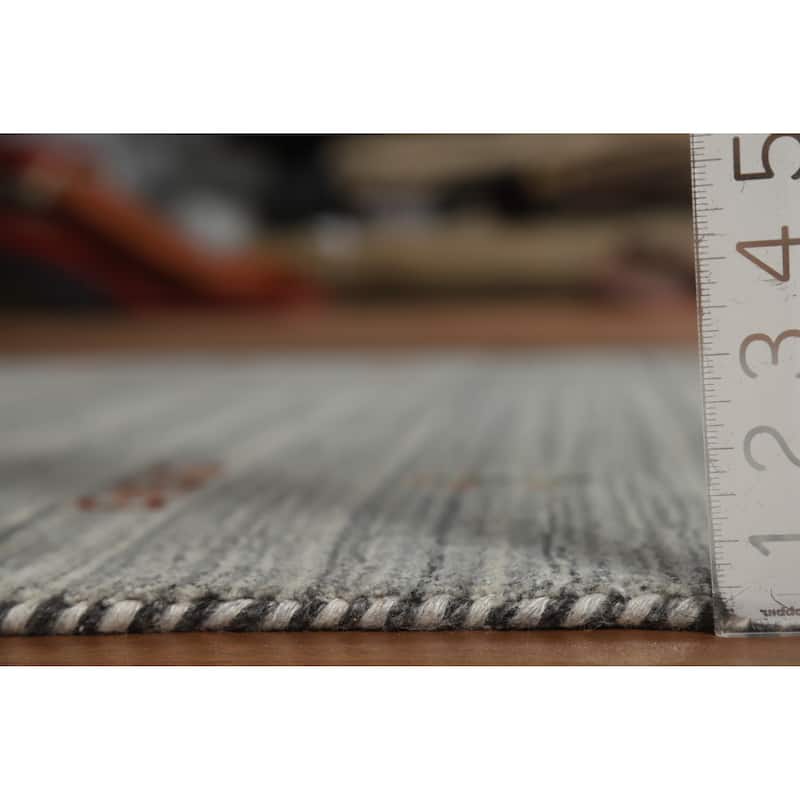 Hand Knotted Oriental 100% Wool Carpet Tribal Animal Pictorial Greys & Charcoal Gabbeh Area Rug - 8' 0'' X 5' 0''