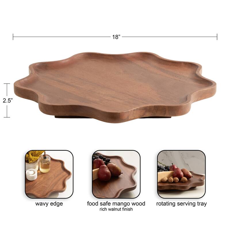 Kate and Laurel Alezar Wood Lazy Susan Tray