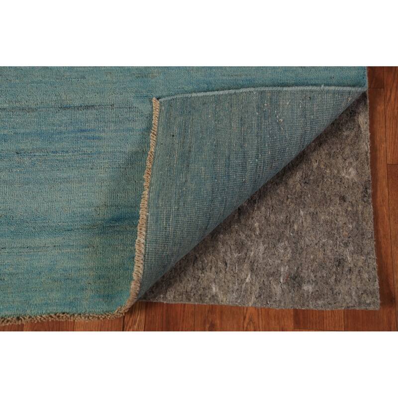 Blue Striped Gabbeh Modern Rug Handmade Wool Carpet - 2'8" x 4'1"