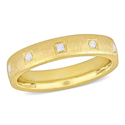 Miadora 1/3ct TGW Cubic Zirconia Brushed Finish Wedding Band 14k Yellow Gold