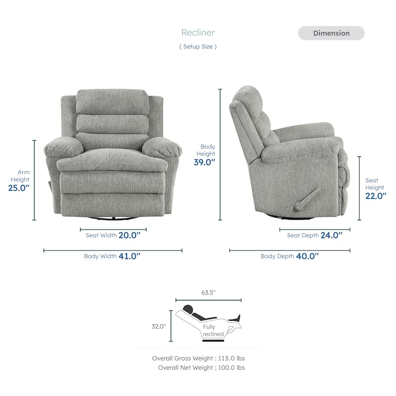 Sofiane Microfiber Swivel Glider Manual Reclining Chair