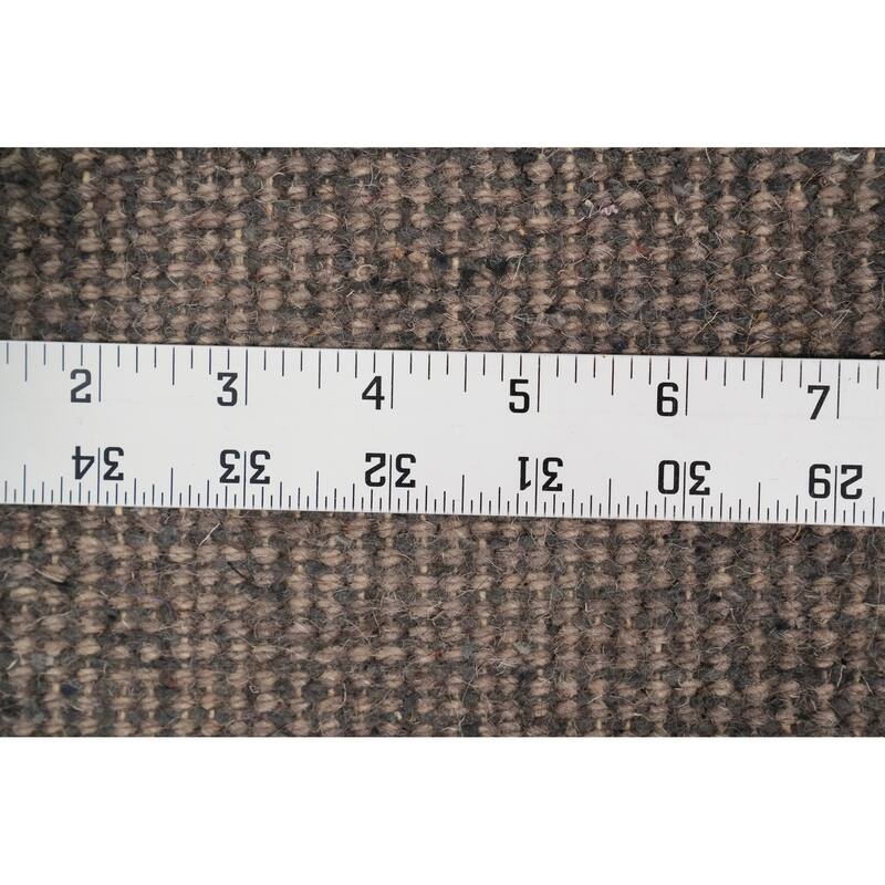 Hand Knotted Oriental 100% Wool Carpet Modern Stripe Brown Gabbeh Runner Rug - 9' 9'' X 2' 9''