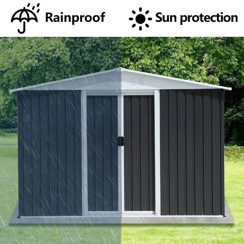 Rust-roof Steel Storage Shed with Waterproof Panels & Sliding Lockable Door Garden Shed Pet Shed Tool Shed