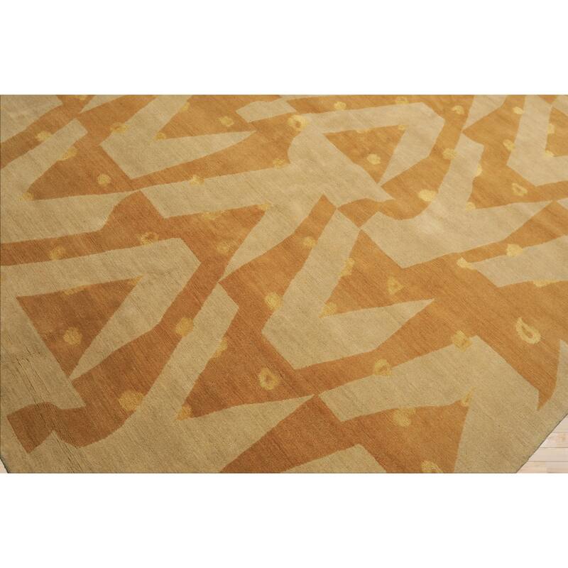 6x8'11'' Tibetano Hand Knotted Wool Beige Modern & Contemporary Art Deco Rug - 6' x 8' 11''