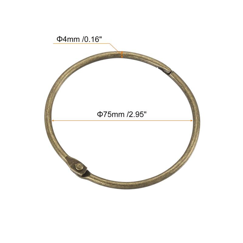 Shower Curtain Rings, 12pcs - Loose Leaf Binder Rings - Bronze - 3 Inch