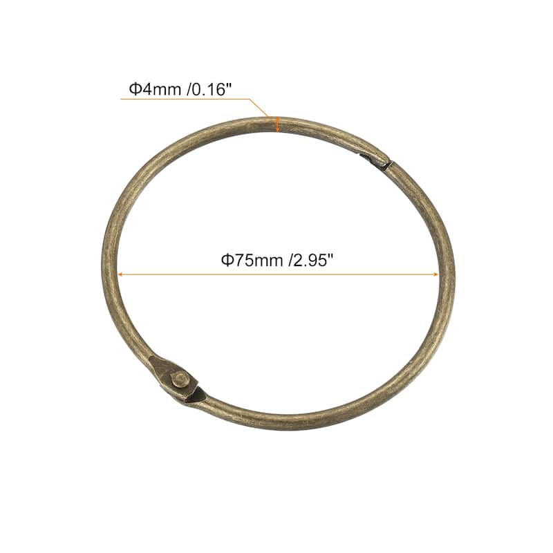 Shower Curtain Rings, 20pcs - Loose Leaf Binder Rings - Bronze - 3 Inch