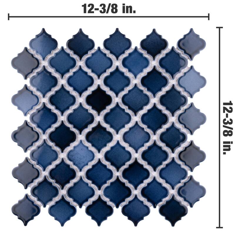 Merola Tile Hudson Tangier Midnight 12-3/8" x 12-3/8" Porcelain Mosaic Floor and Wall Tile