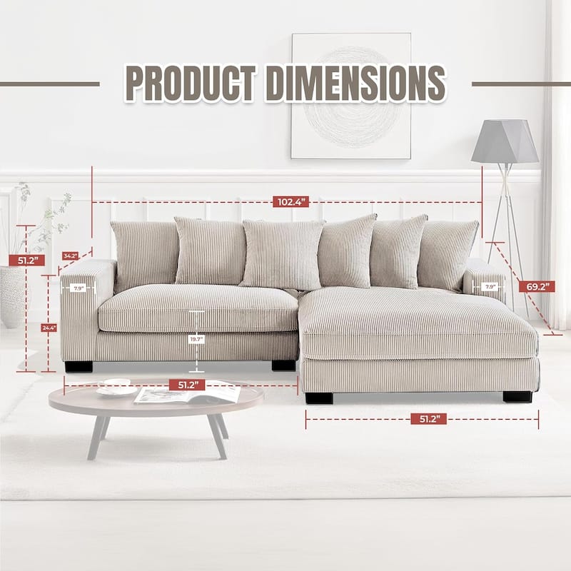 Payan 102.4 inch Wide Corduroy 2-Piece Sectional Sofa