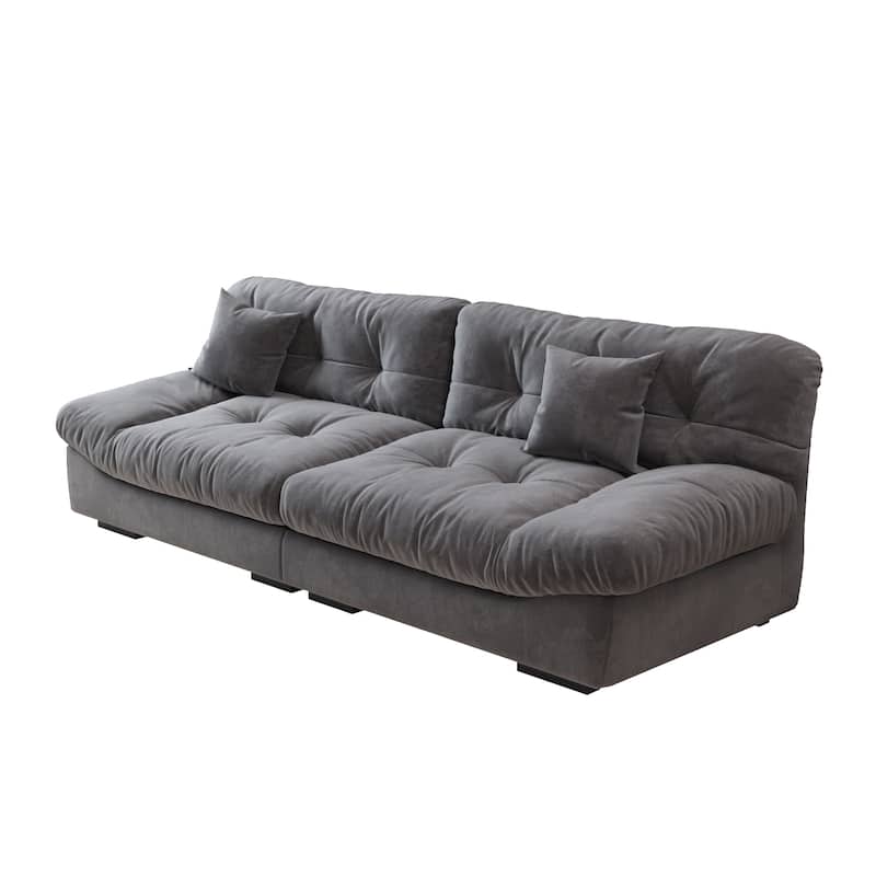 105" Suede Fabric Sectional Sofa Cloud Shape Couch for Living Room