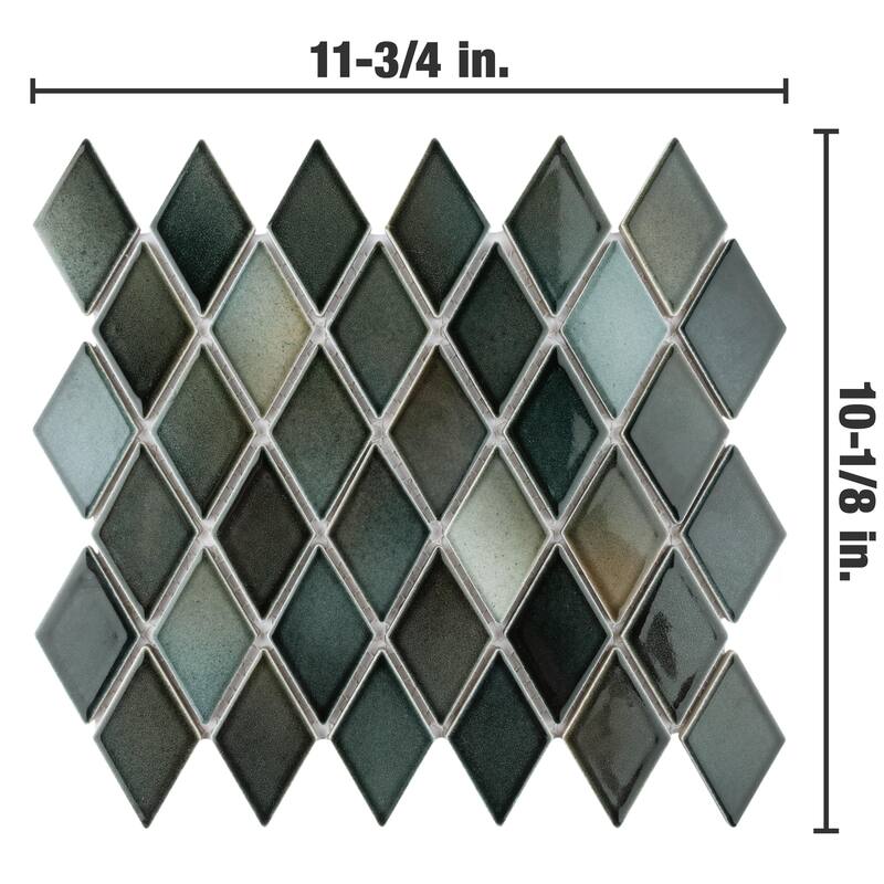 Merola Tile Hudson Kite Stormy Night 10-1/8" x 11-3/4" Porcelain Mosaic Floor and Wall Tile