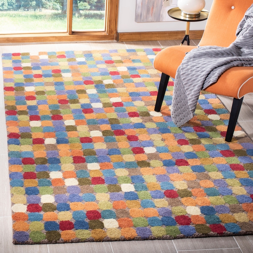Multicolor Simple Rug Polyster Polka Dot Print Carpet Pet Friendly