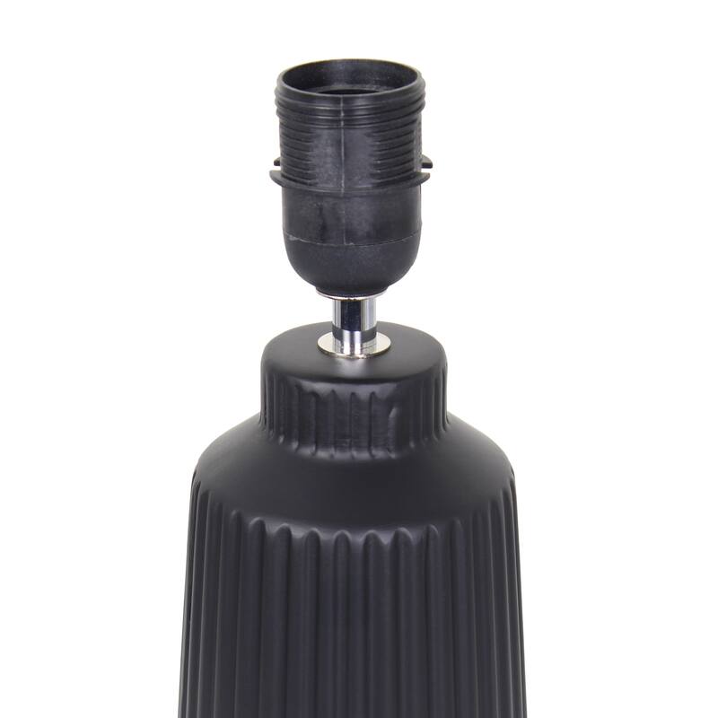 Vertical Grooved Ceramic Table Lamp with Drum Shade - 16" - Black