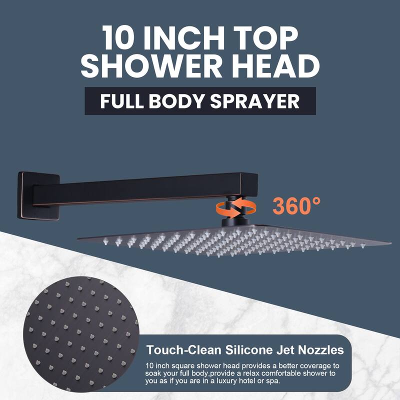 WOWOW 10 in. Square Shower Head 2-Spray Shower Faucet with Single Handle - 10 in.