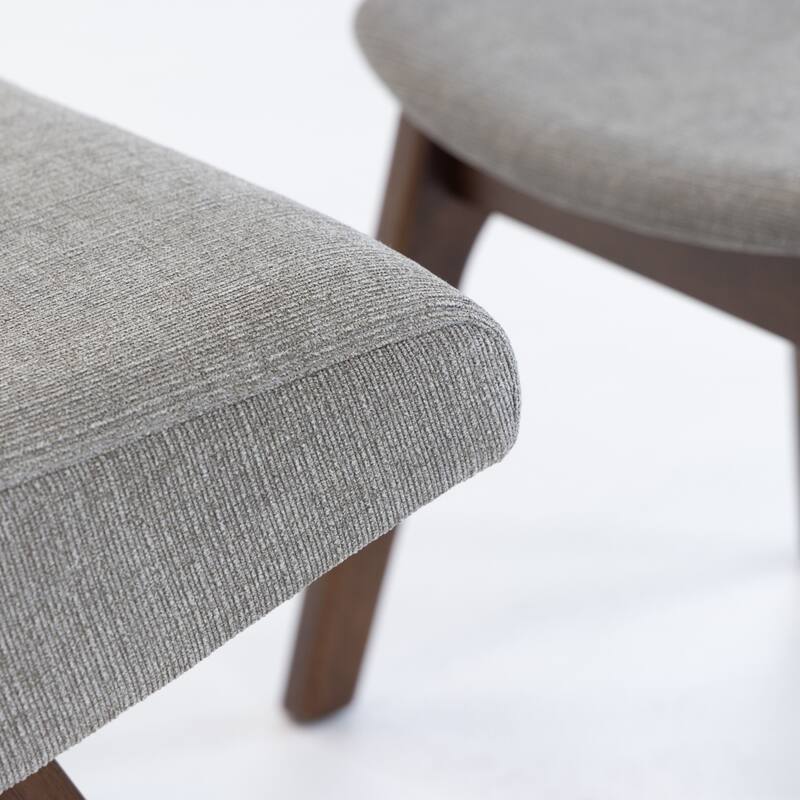Modrest Whitney Modern Grey & Walnut Accent Chair & Ottoman