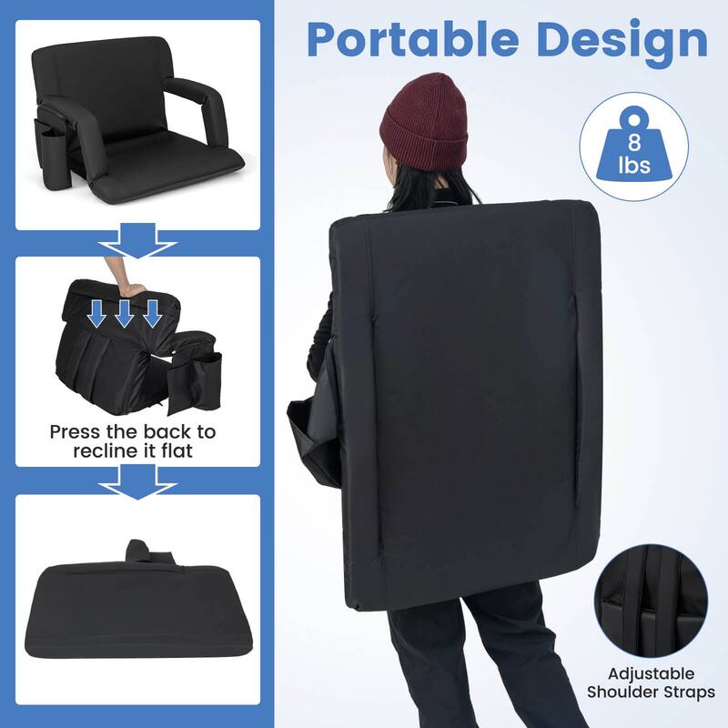 Costway 1/2 PCS Stadium Seat for Bleachers Bleacher Chair with 6