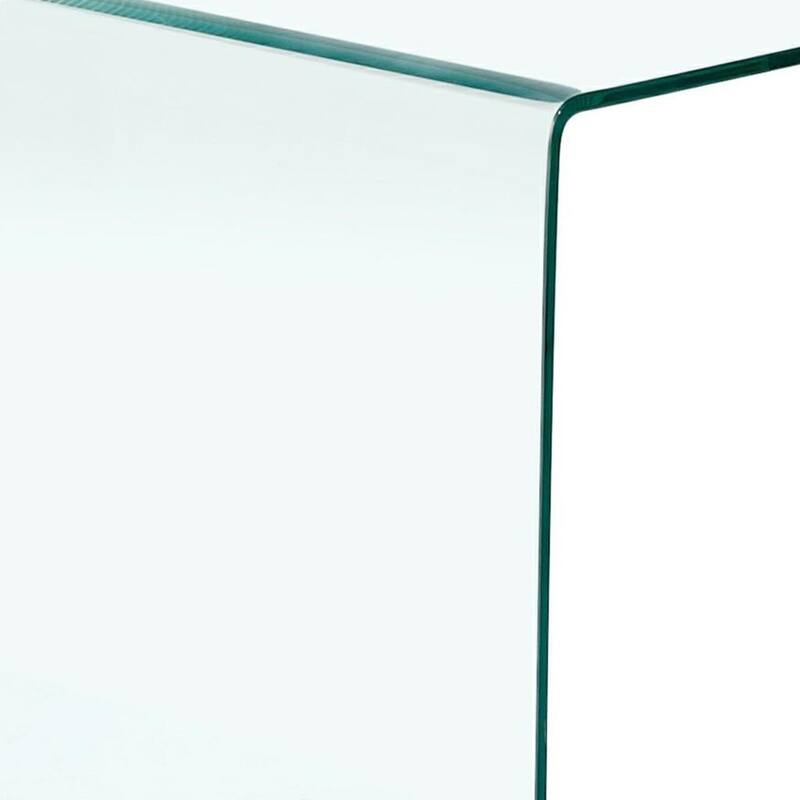 HomeRoots 24" Clear Glass Square End Table With Shelf - 15.70 in. x 24.40 in. x 15.70 in.