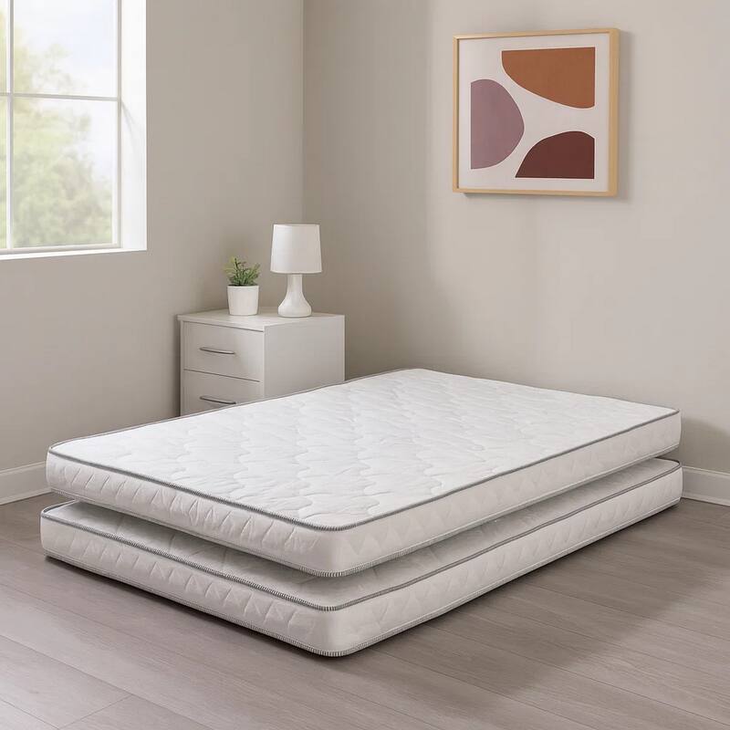 Sly 6 Inch Full Size Mattress Set of 2, Medium Polyurethane Foam Core