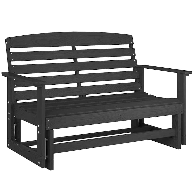 Outsunny 2-Person Outdoor Glider Bench Patio Double Swing Rocking Chair Loveseat w/ Slatted HDPE Frame