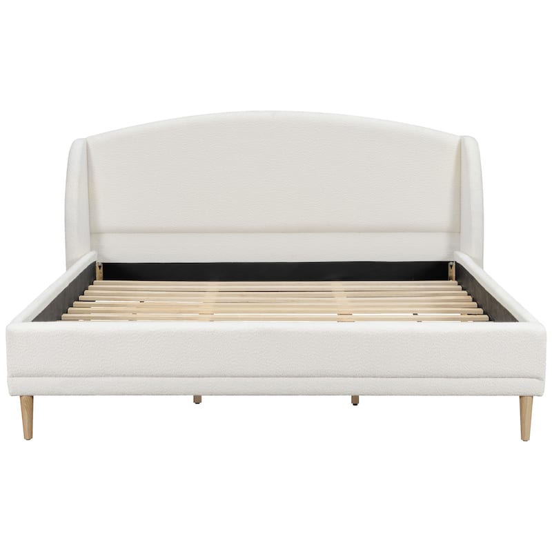 Christopher Knight Home - Isabella Wingback Upholstered Platform Bed with Boucle Fabric and Rounded Corners