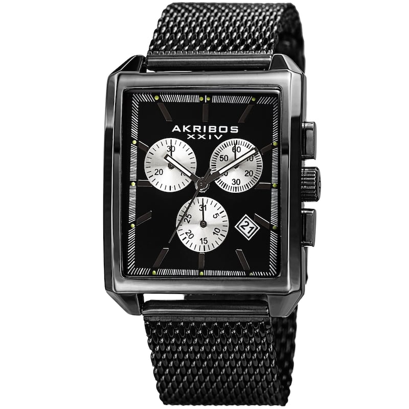 Akribos XXIV Men's Quartz Chronograph Date Black Bracelet Watch - Black