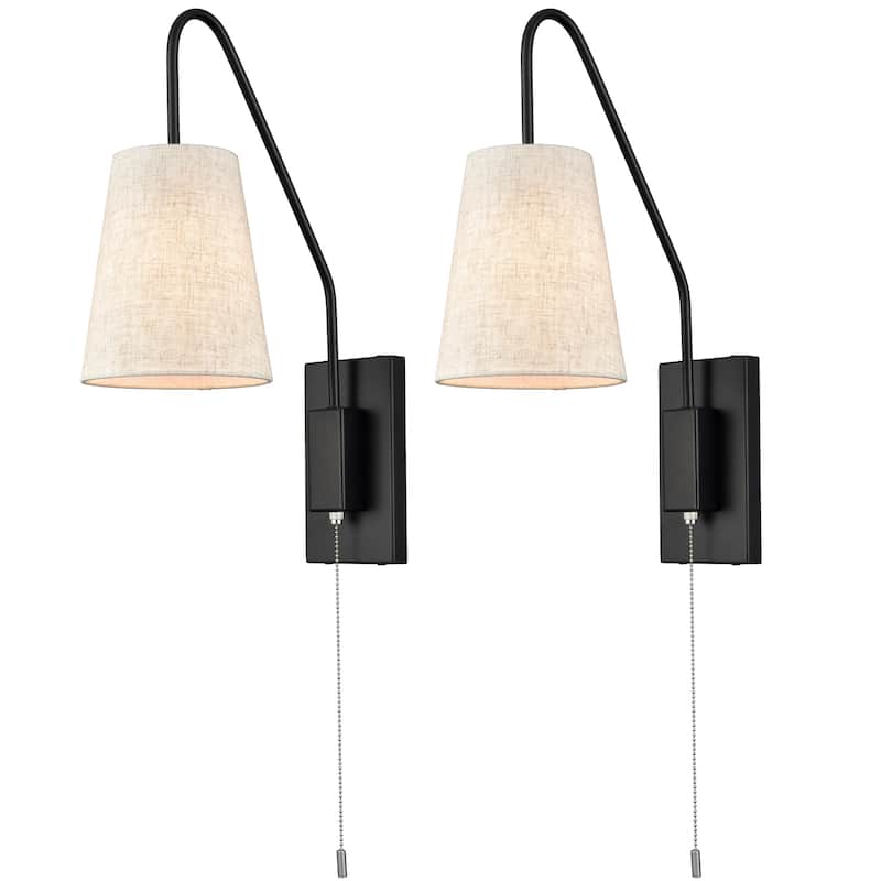 Cassino Modern Wall Lamps Set of 2 Plug-in Wall Lights - Matte Black
