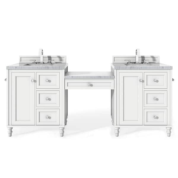 slide 2 of 13, James Martin Vanities Copper Cove Encore 86" Double Vanity Set with Makeup Table, Bright White