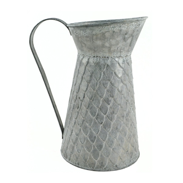 9.75" Gray Decorative Galvanized Tin Container Pitcher - N/A
