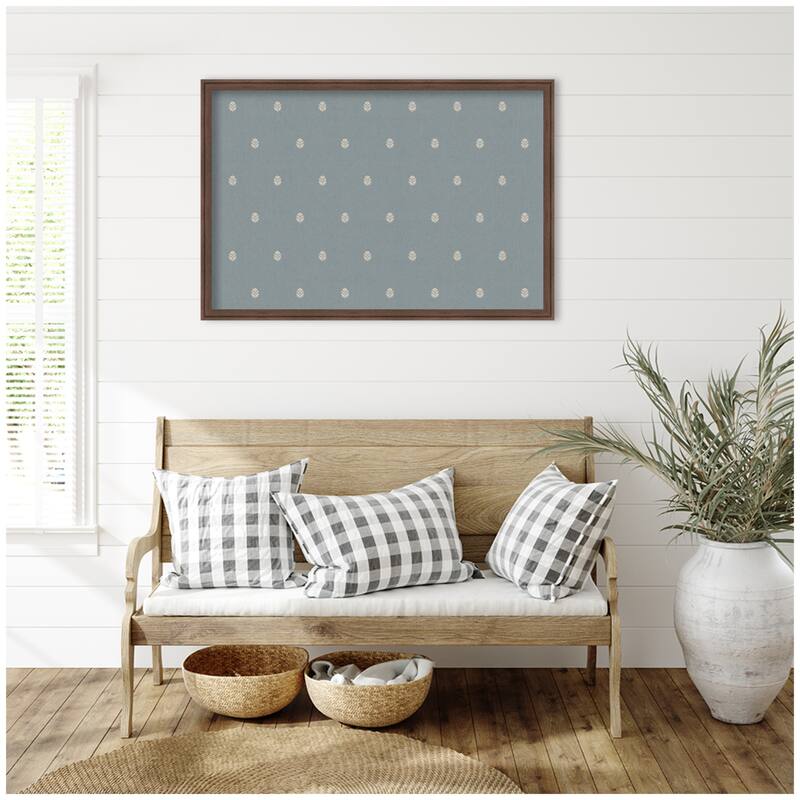 Kate and Laurel Pinboard Blue Botanical Block Print