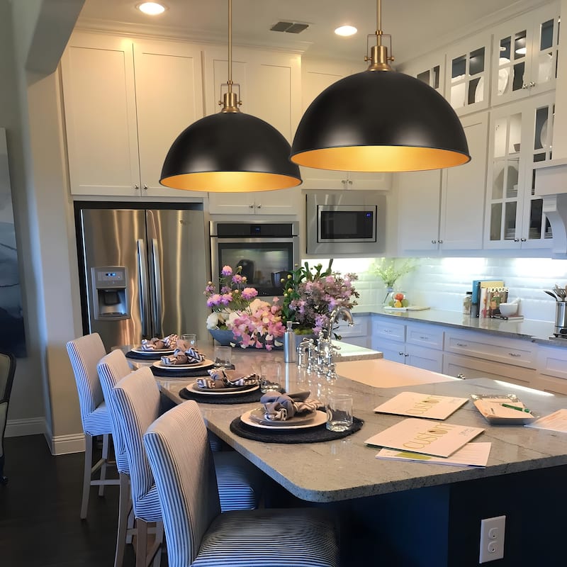 Modern Industrial 1-Light Dome Metal Pendant Light for Kitchen Island