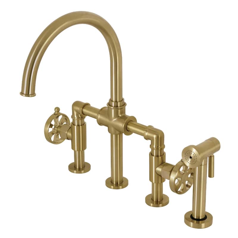 Kingston Brass Belknap Bridge Kitchen Faucet - Brushed Brass