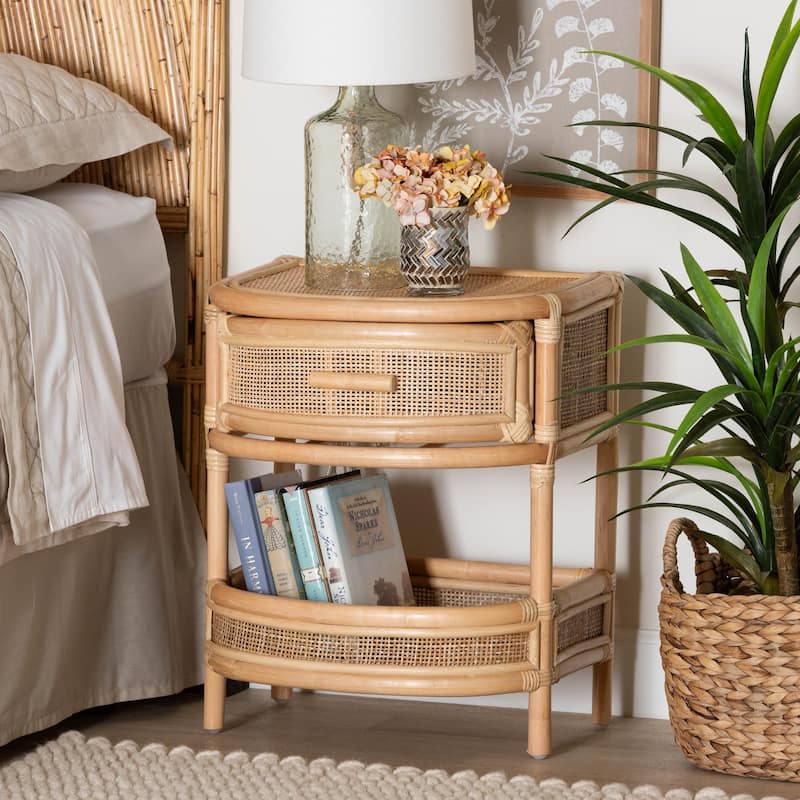 Divitia Bohemian Natural Rattan 1-Drawer Nightstand