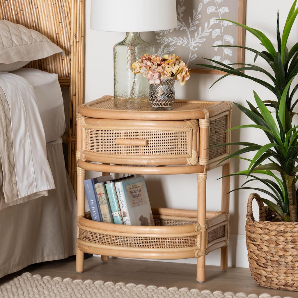 Divitia Bohemian Natural Rattan 1-Drawer Nightstand