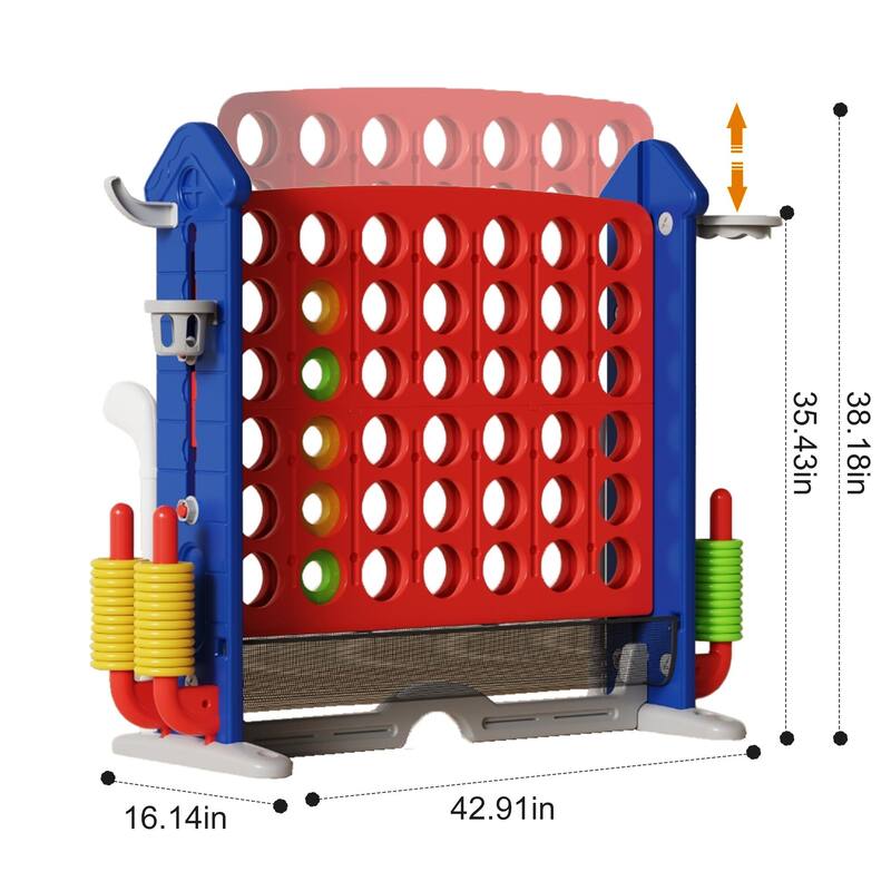 Anmytek 4-to-Score Giant Game Set with Mesh Bag & Jumbo Connect 4, Basketball Hoop, Ring Toss & Golf Games & Height Adjustable