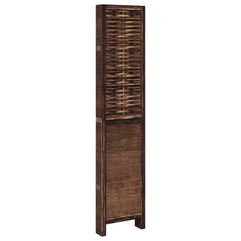 vidaXL Room Divider Privacy Screen Living Room Dark Brown Solid Wood Paulownia