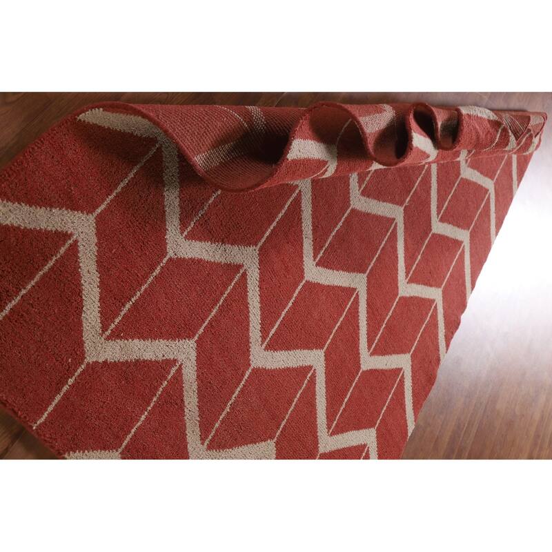 Hand Knotted Oriental 100% Wool Carpet Modern All-Over Red Gabbeh Area Rug - 7' 11'' X 4' 11''