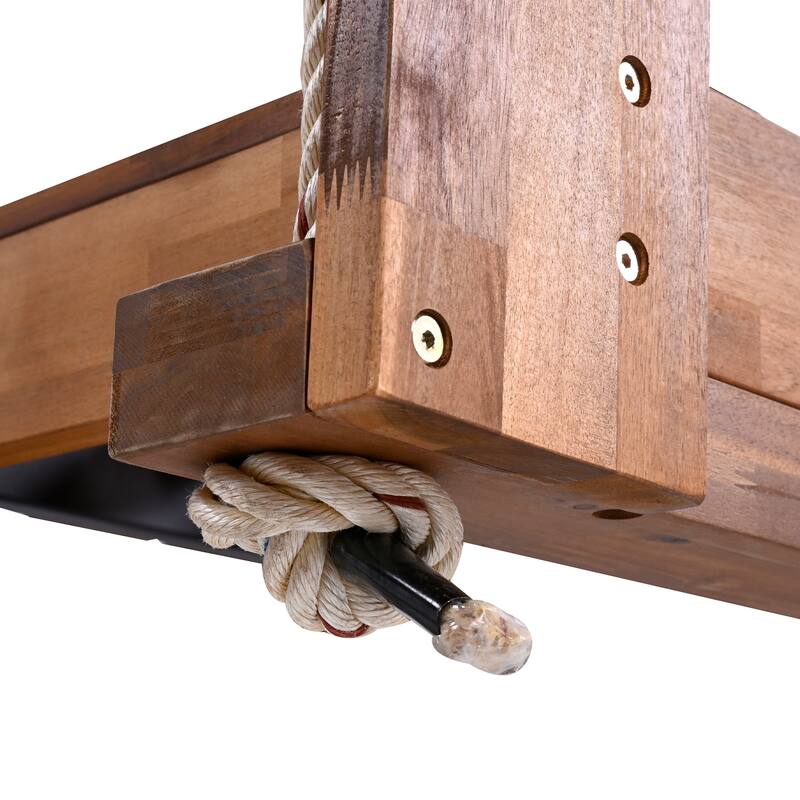 Patio Twin Size Porch Swing Bed Seating with Hemp Ropes