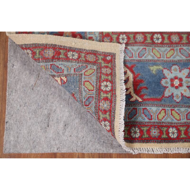 Hand Knotted Oriental 100% Wool Carpet Traditional Geometric Beige & Ivories Kazak Area Rug - 9' 11'' X 6' 8''