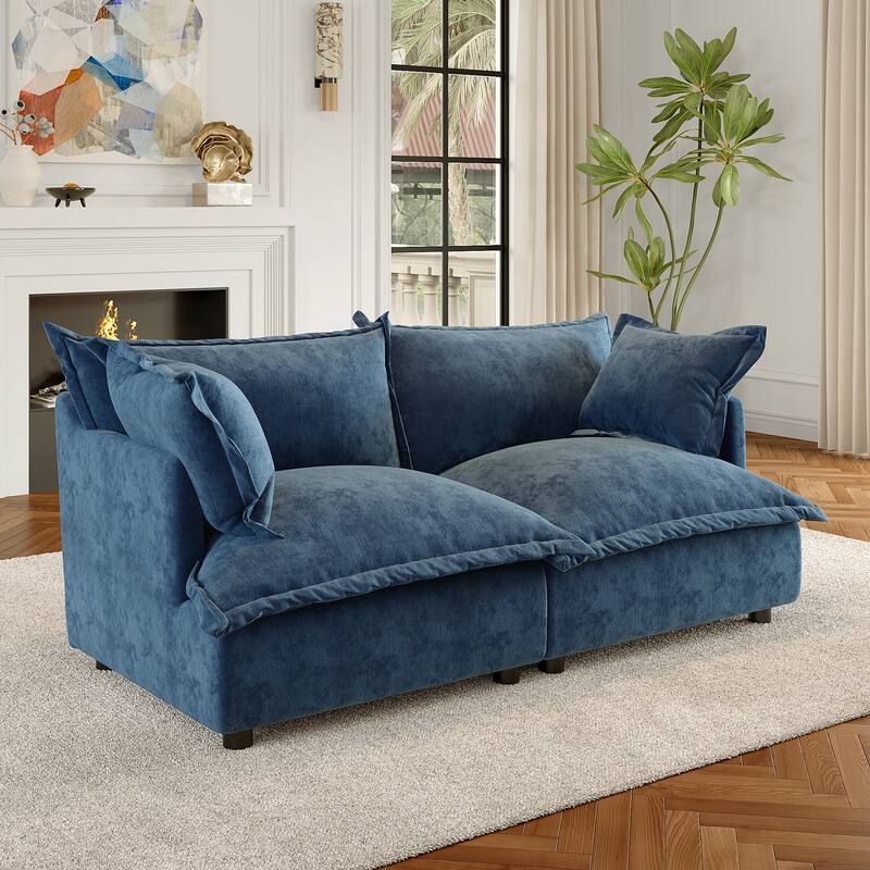 Cloud Chenille Upholstered Modular Sectional Sofa - Navy-2 piece